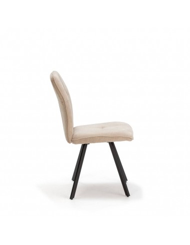 Silla de comedor MERY, tejido beige patas metal...
