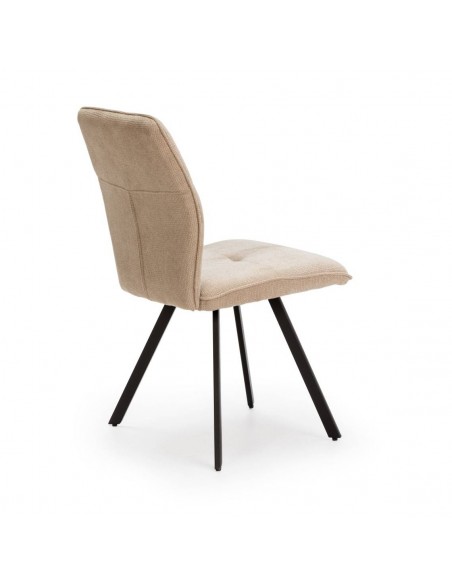 Silla de comedor MERY, tejido beige patas metal negro.