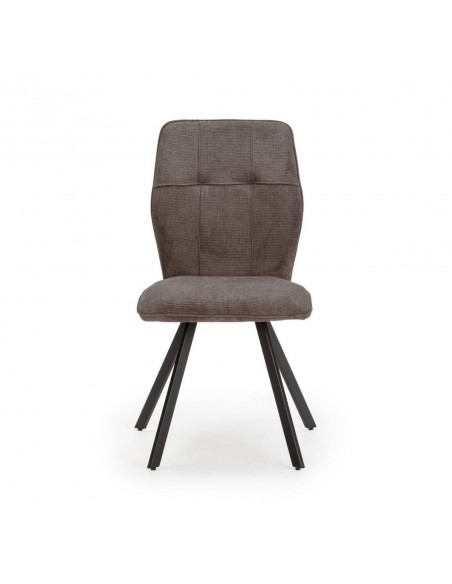 Silla de comedor MERY, tejido gris oscuro patas metal negro.