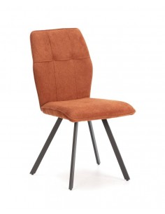 Silla de comedor MERY, tejido marrón patas metal negro.