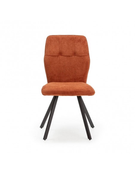 Silla de comedor MERY, tejido marrón patas metal negro.