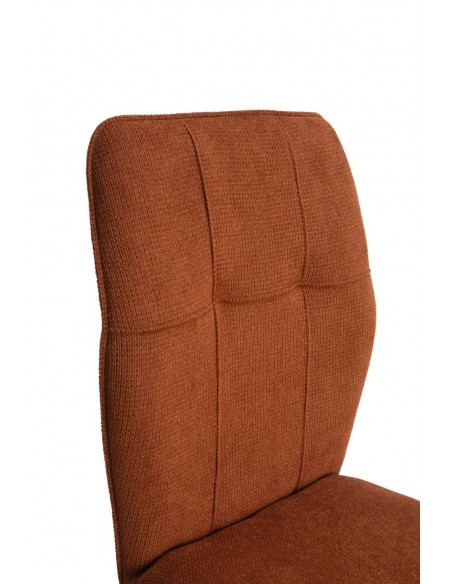 Silla de comedor MERY, tejido marrón patas metal negro.