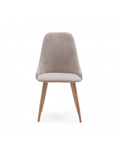 Silla de comedor SEUL, tejido beige patas metal.