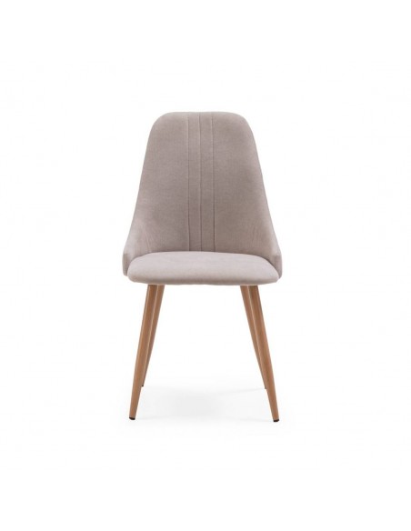 Silla de comedor SEUL, tejido beige patas metal.
