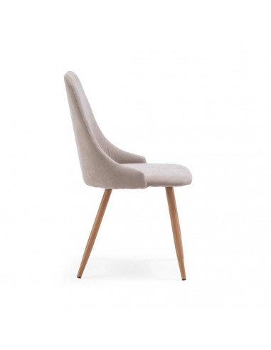 Silla de comedor SEUL, tejido beige patas metal.