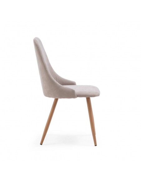Silla de comedor SEUL, tejido beige patas metal.