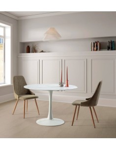 Silla de comedor SEUL, tejido verde y metal. 2