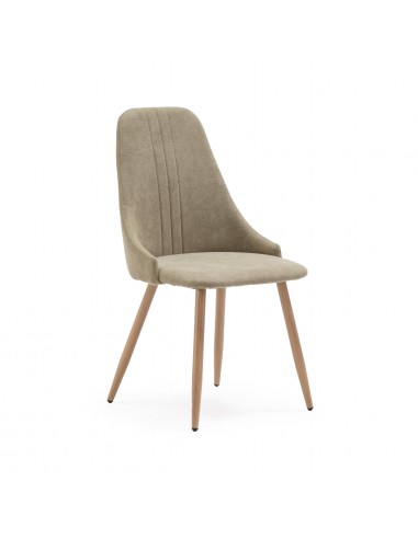 Silla de comedor SEUL, tejido verde y metal.