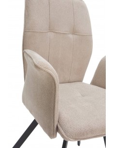 Silla con brazos MERY, tejido beige y metal negro 2