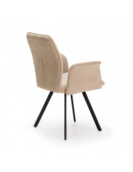 Cadeira com braços MERY, tecido bege e metal preto