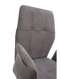 Silla con brazos MERY, tejido gris oscuro y metal negro 2
