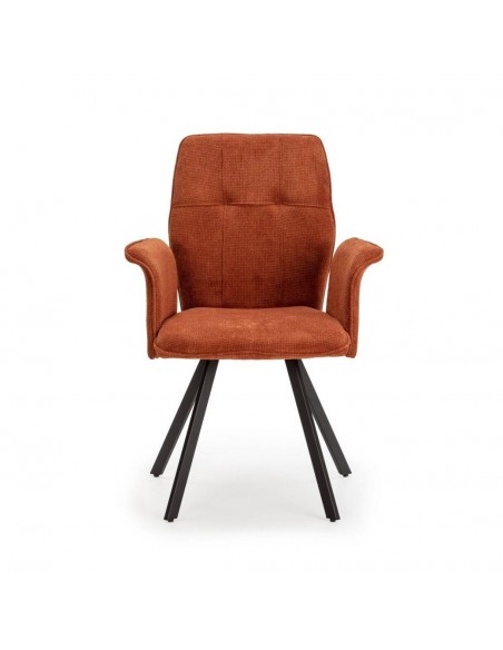 Cadeira com braços MERY, tecido marrom e metal preto