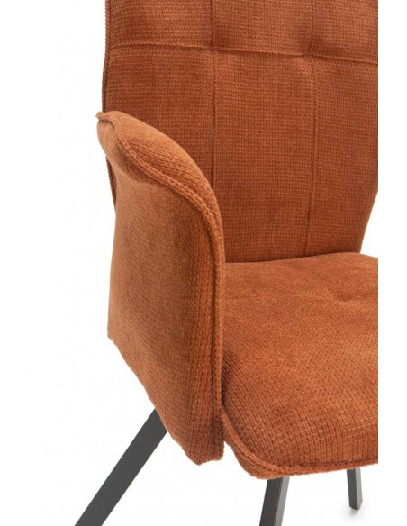 Cadeira com braços MERY, tecido marrom e metal preto