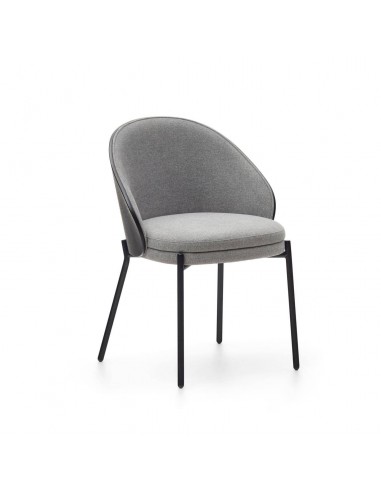 Silla Eamy gris claro chapado en fresno acabado en negro y metal