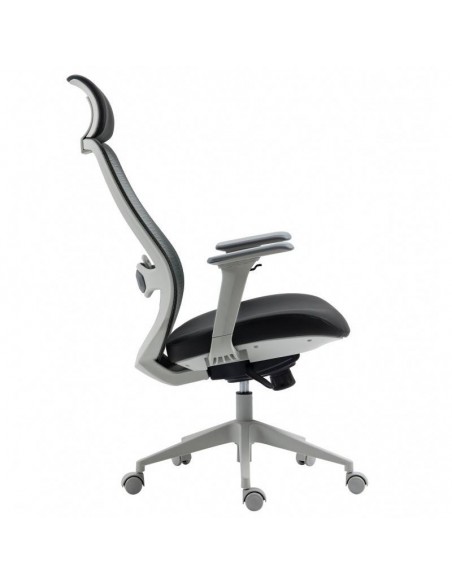Poltrona de escritório Confort S-Plus, ergonômica, multifuncional, malha e assento preto com cinza
