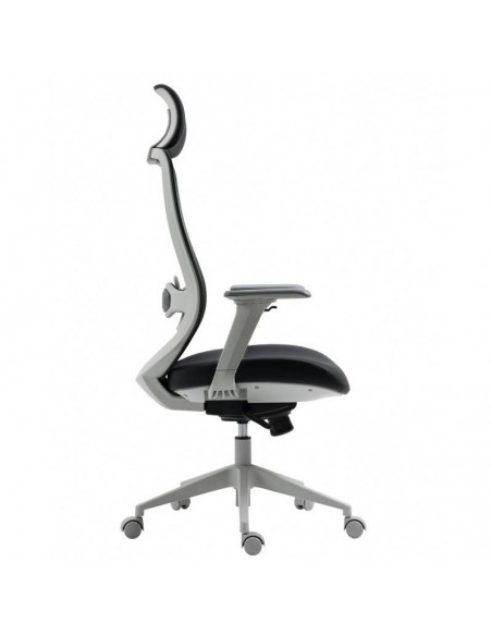 Poltrona de escritório Confort S-Plus, ergonômica, multifuncional, malha e assento preto com cinza