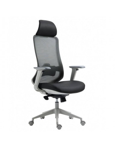 Poltrona de escritório Confort S-Plus, ergonômica, multifuncional, malha e assento preto com cinza
