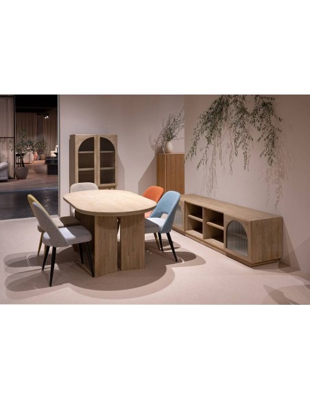 Vitrina alta en cubo CATANIA 80 x 40, madera natural.