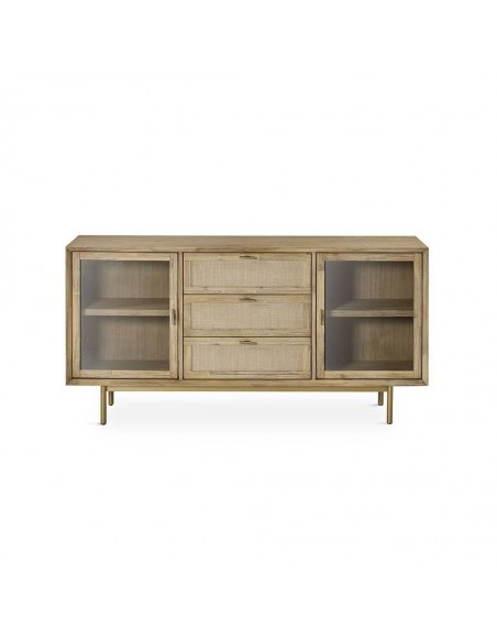 Aparador ANDES 160 x 45, madeira natural e metal dourado.