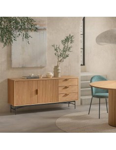 Aparador de diseño REUS 160 x 40, madera natural y metal... 2