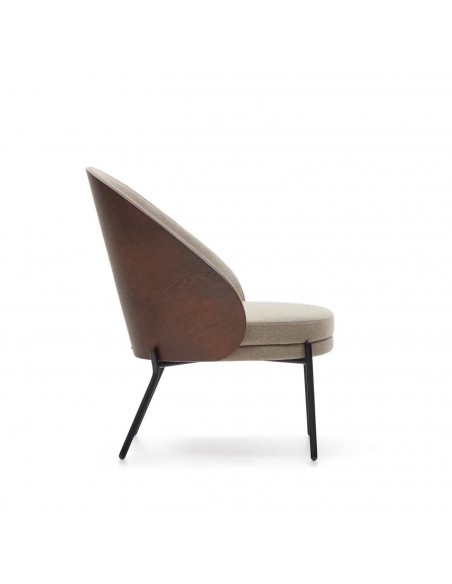 Sillón Eamy marrón claro, chapado en fresno acabado wengué y metal