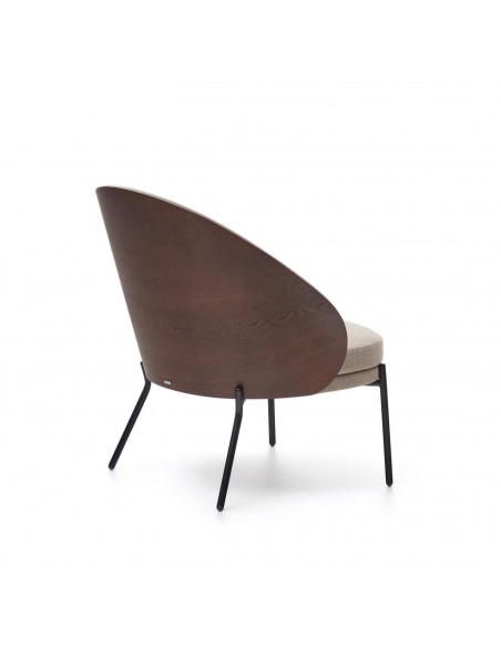 Sillón Eamy marrón claro, chapado en fresno acabado wengué y metal