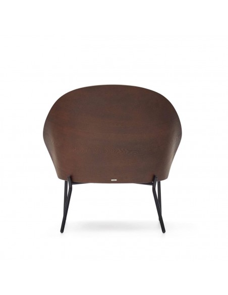 Sillón Eamy marrón claro, chapado en fresno acabado wengué y metal