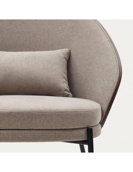 Sillón Eamy marrón claro, chapado en fresno acabado wengué y metal