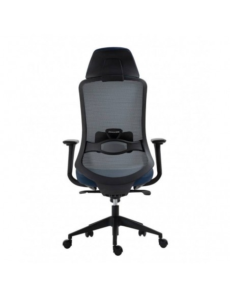 Sillón de oficina Confort S-Plus, ergonómico, multifunción, malla y asiento azul
