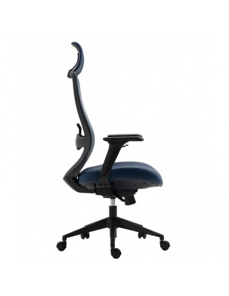 Poltrona de escritório Confort S-Plus, ergonômica, multifuncional, malha e assento azul