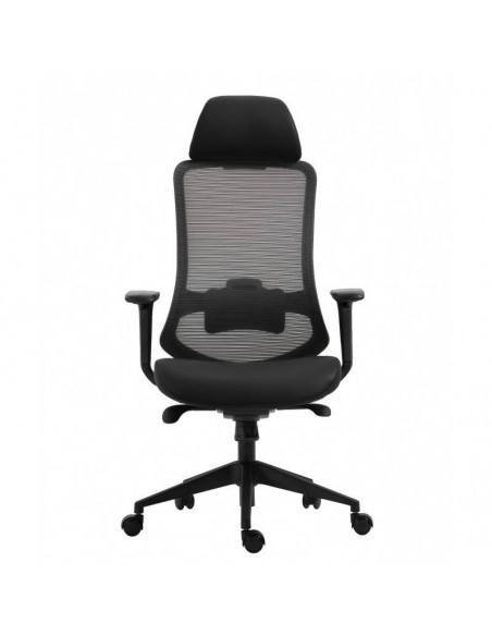 Poltrona de escritório Confort S-Plus, ergonômica, multifuncional, malha e assento preto