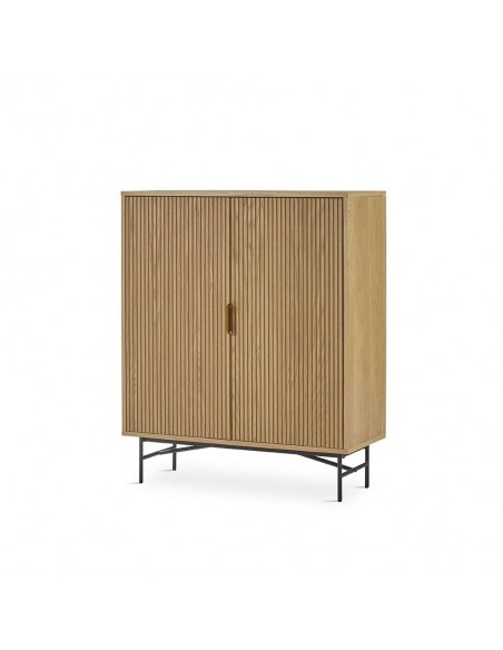 Aparador en cubo REUS 100 x 40, madera natural y metal en negro.