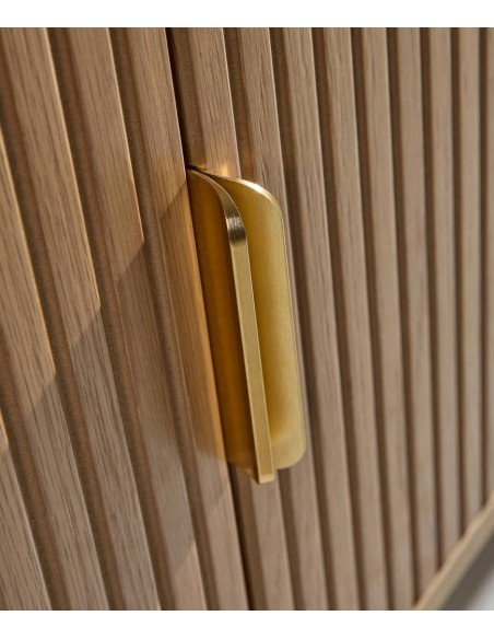 Aparador en cubo REUS 100 x 40, madera natural y metal en negro.