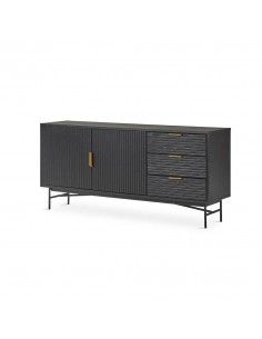 Aparador de diseño REUS 160 x 40, madera en negro y metal