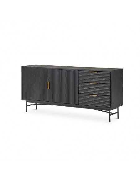 Aparador design REUS 160 x 40, madeira em preto e metal