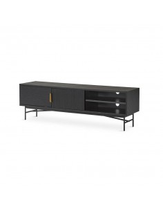 Mueble TV REUS 160 x 40, madera en negro y metal