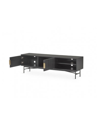 Mueble TV REUS 160 x 40, madera en negro y metal
