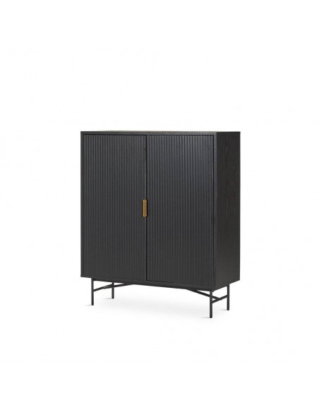 Aparador en cubo REUS 100 x 40, madera natural en negro y metal