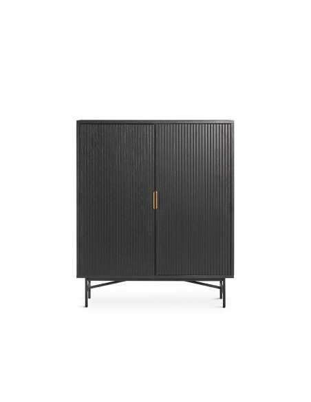 Aparador en cubo REUS 100 x 40, madera natural en negro y metal