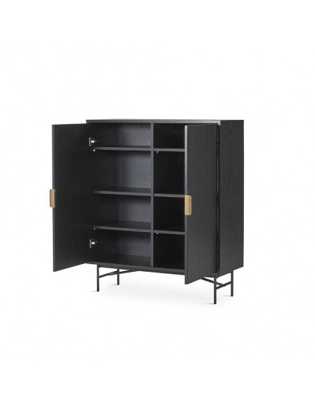 Aparador cubo REUS 100 x 40, madeira natural en preto e metal