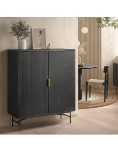 Aparador en cubo REUS 100 x 40, madera natural en negro y... 2
