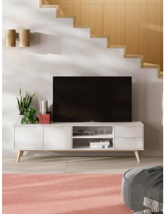 MUEBLE TV CAMPUS 180 x 40, BLANCO y pino CERA BLANCA. 2
