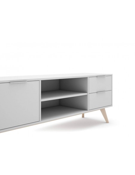 MUEBLE TV CAMPUS 180 x 40, BLANCO y pino CERA BLANCA.