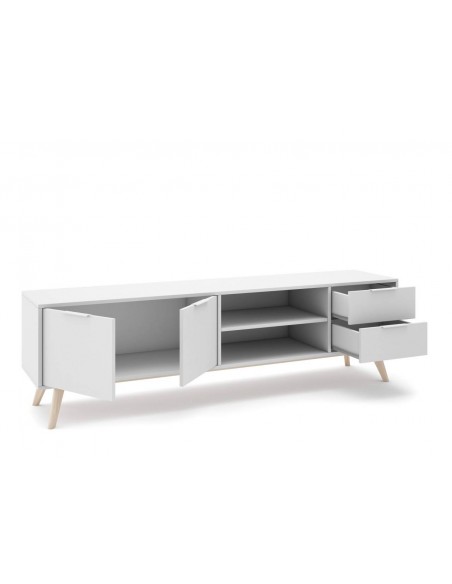 MUEBLE TV CAMPUS 180 x 40, BLANCO y pino CERA BLANCA.