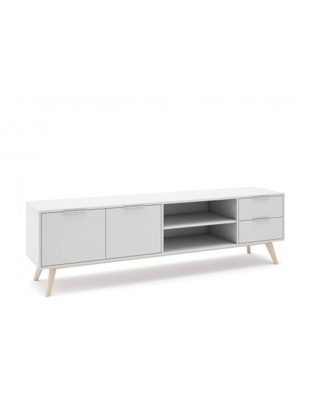 MUEBLE TV CAMPUS 180 x 40, BLANCO y pino CERA BLANCA.