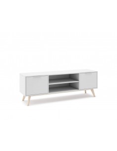 MÓVEL DE TV CAMPUS 140 x 40, BRANCO e PINHO CERA BRANCA.