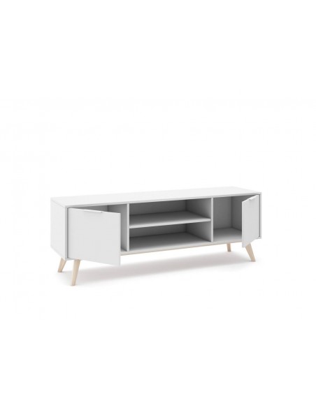 MUEBLE TV CAMPUS 140 x 40, BLANCO y pino CERA BLANCA.