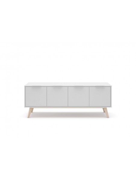 MUEBLE TV CON 4 PUERTAS CAMPUS 140 x 40, BLANCO y pino CERA