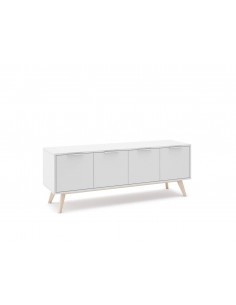MUEBLE TV CON 4 PUERTAS CAMPUS 140 x 40, BLANCO y pino CERA