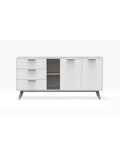 APARADOR CAMPUS 165 x 40, BRANCO e PINHO CERA